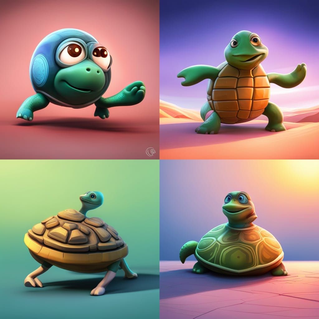 Turtle Calculator: Pixar Style 3D Digital Art