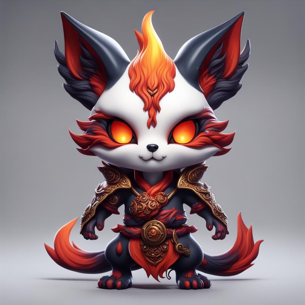 Chibi Demon Kitsune in Detailed Matte Painting