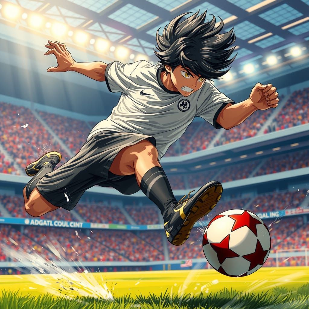 Dynamic Soccer Player Executes Powerful Reverse Kick in High...