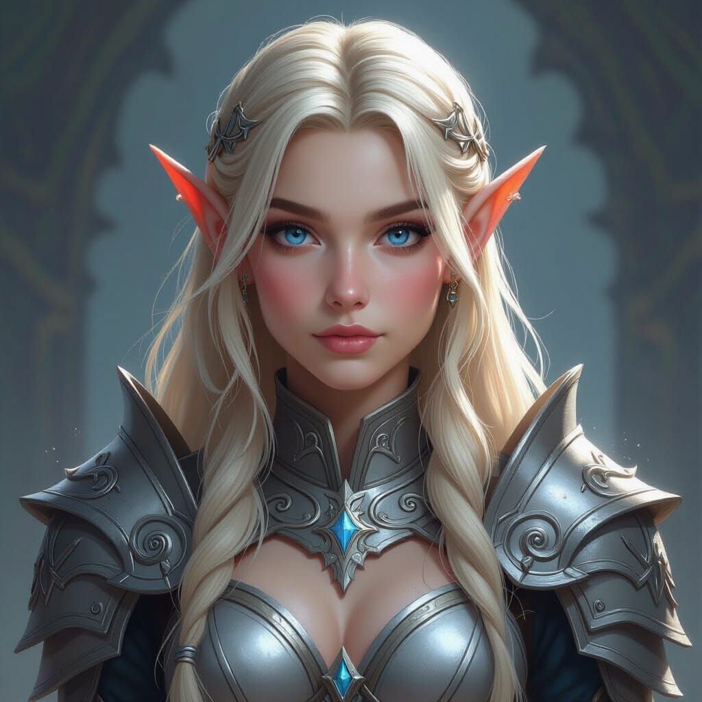 Alleria Windrunner Elf Portrait in Silver Armor