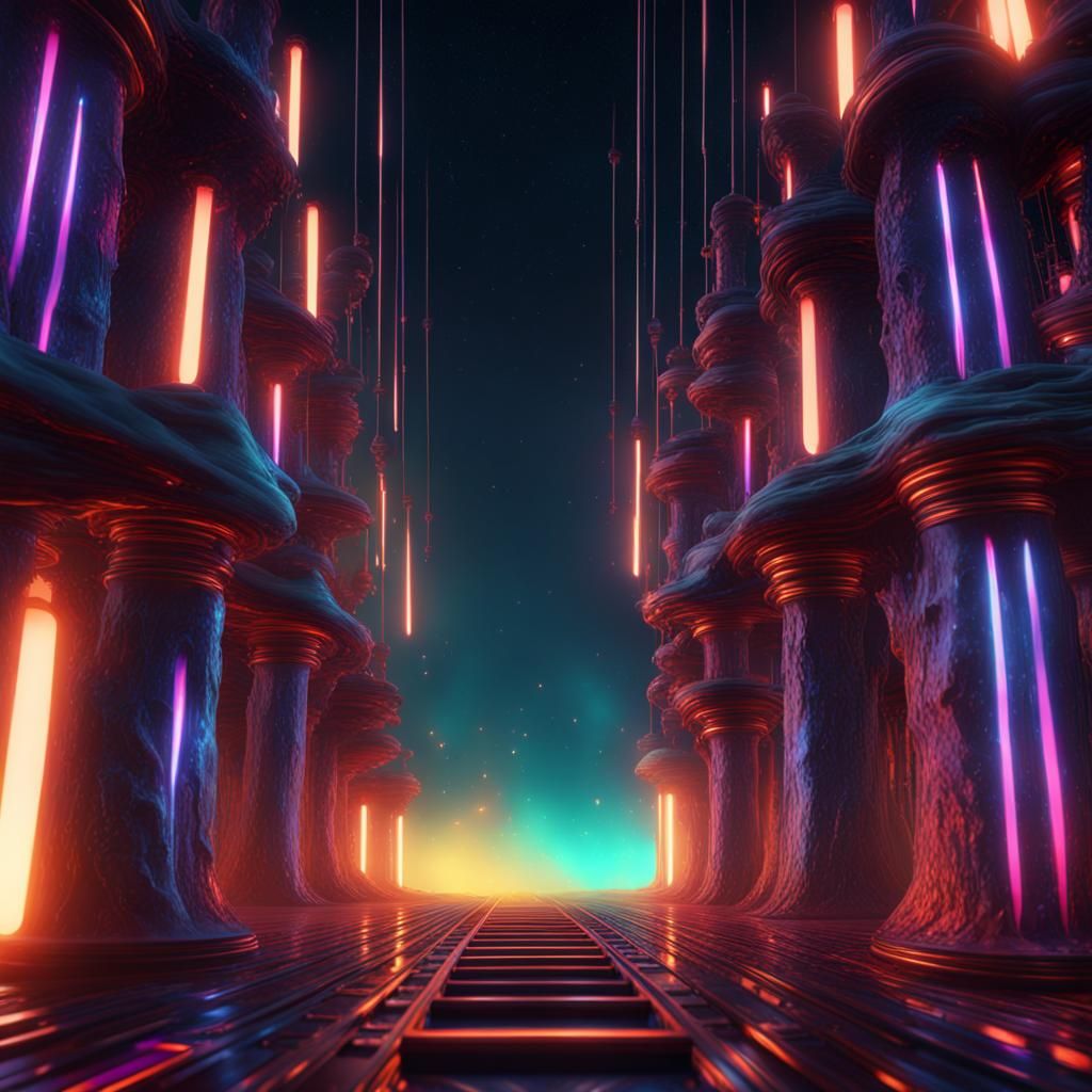 Glowing Dark Energy Dreamscape: Detailed Matte Painting