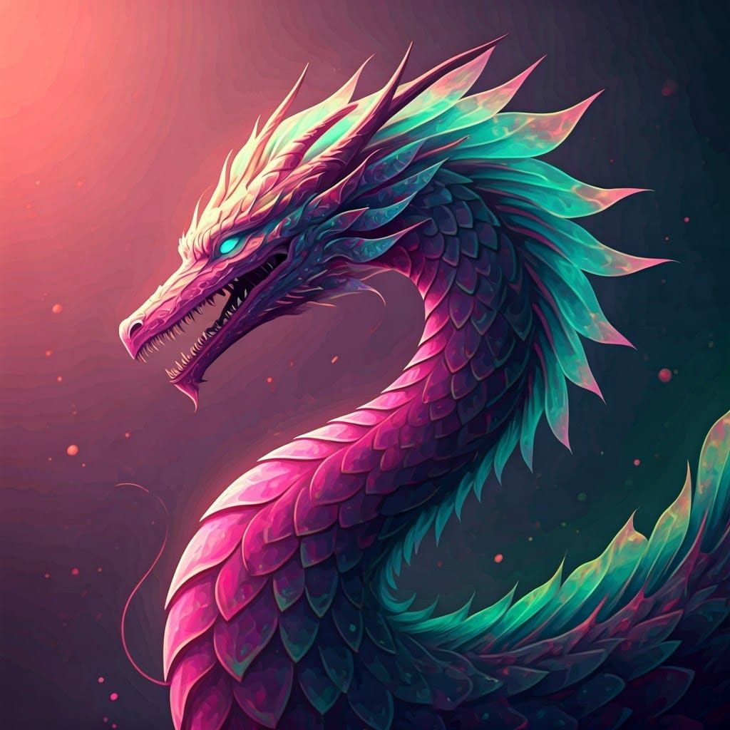 Luminescent Energy Dragon in Fluorescent Colors