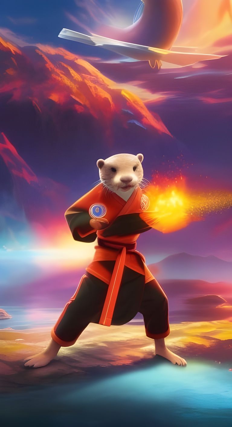 Firebending Otter with Elemental Flames