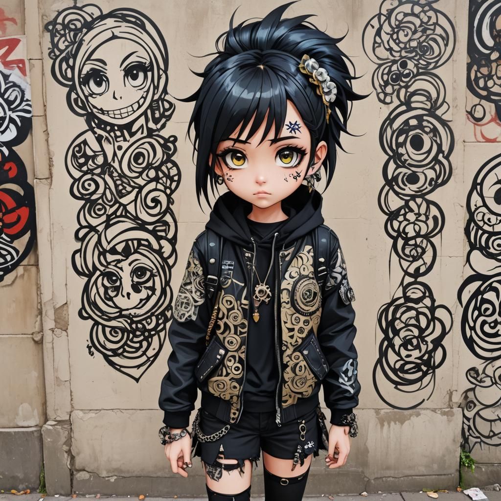 Anime Punk Girl Street Art Masterpiece