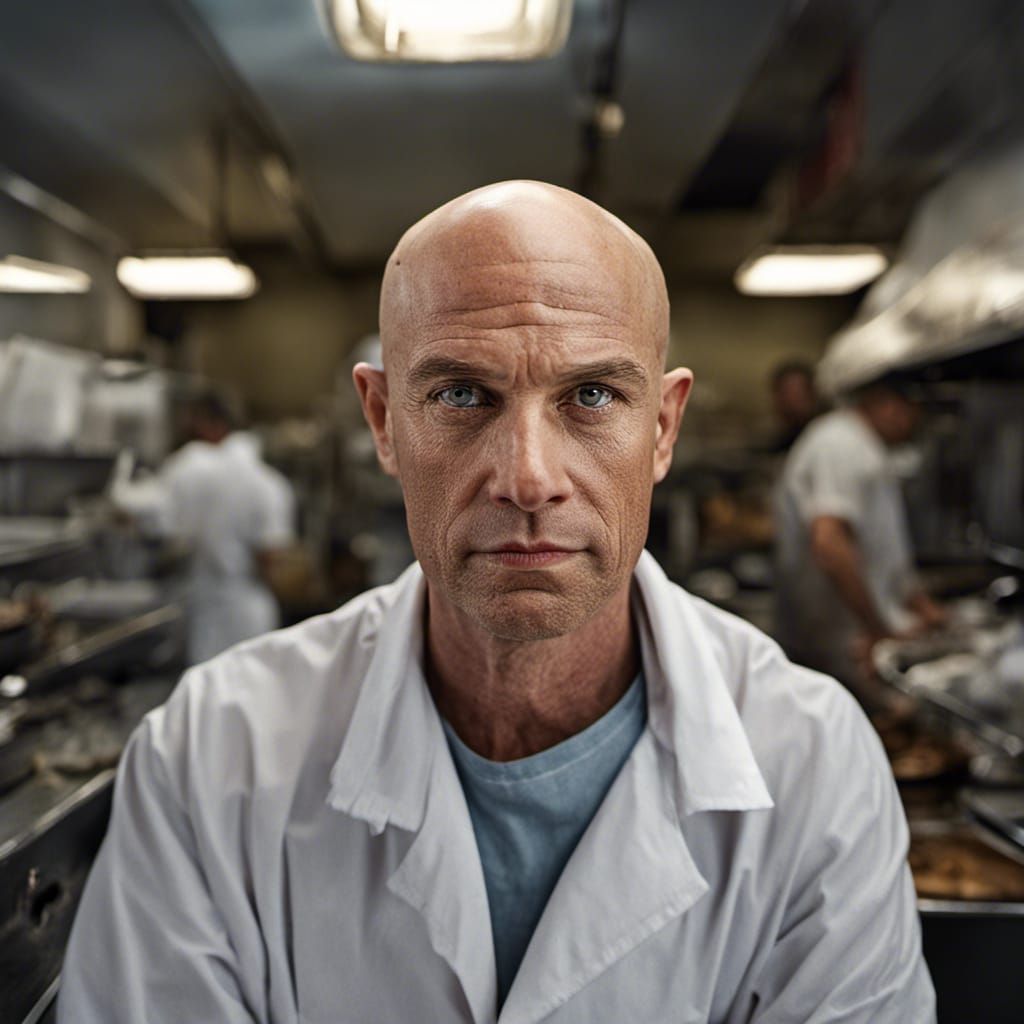 Bald Butcher Portrait in Professional Style