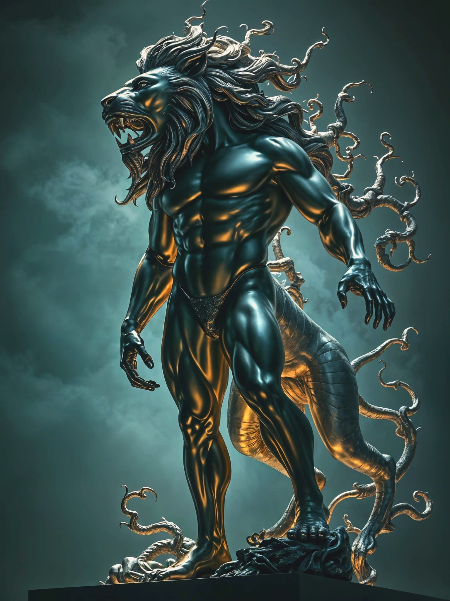 Surreal Unity between Human and Nature in Shimmering Metalli...