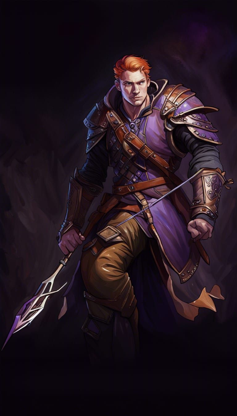 Hyperrealistic Archer in Purple Clothing