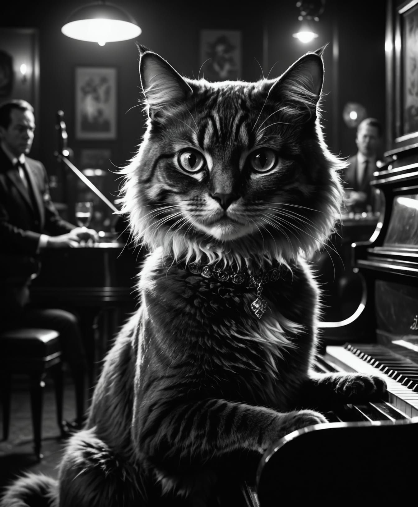Glamorous Cat in Jazz Club: Film Noir Style