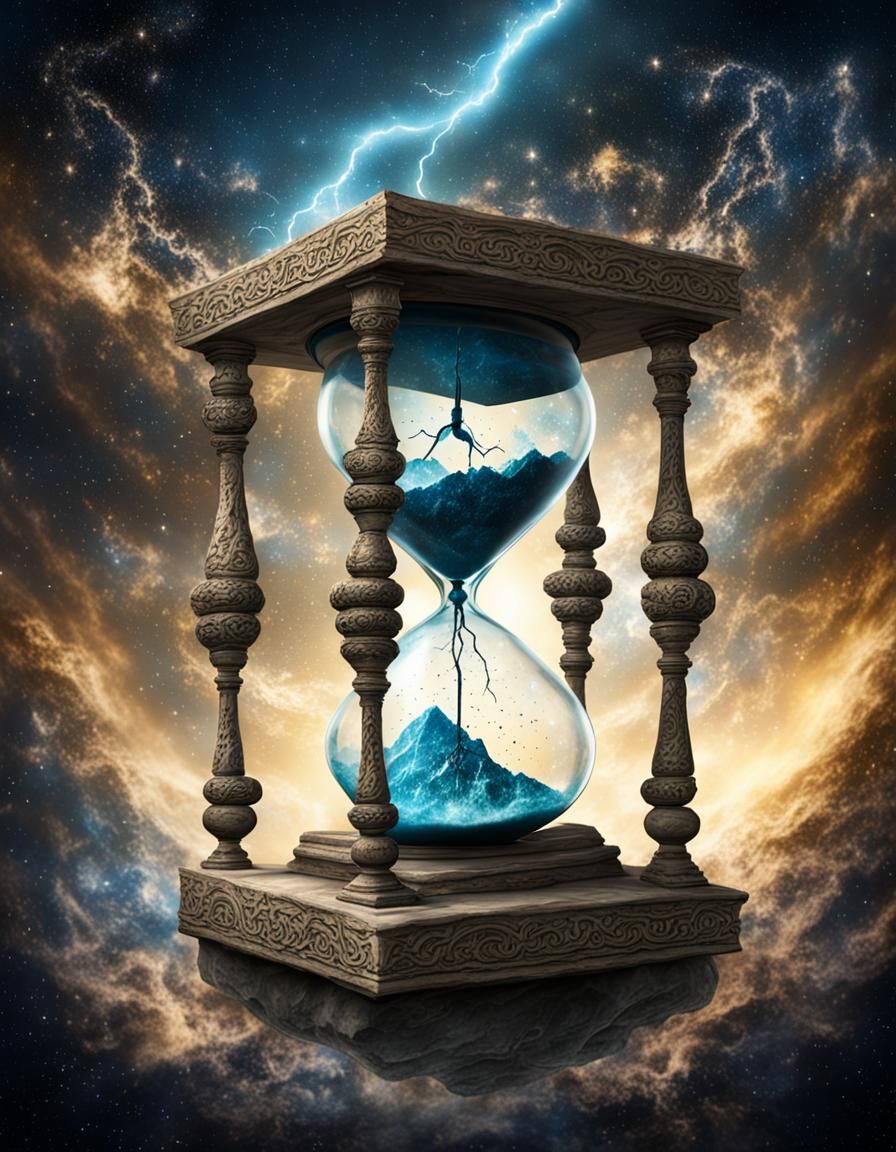Astral Hourglass Suspended in Cosmic Space