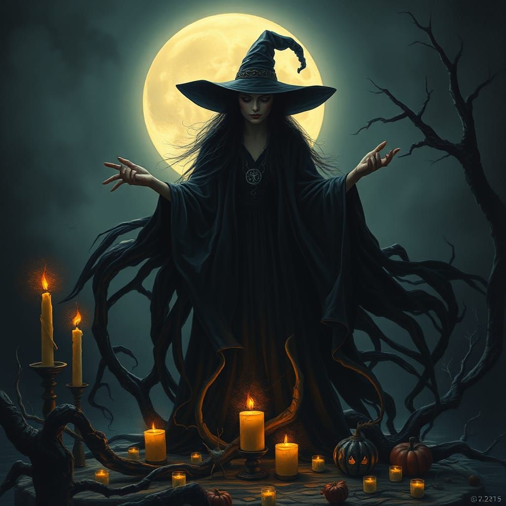 Mystical Witchcraft Under a Full Moon