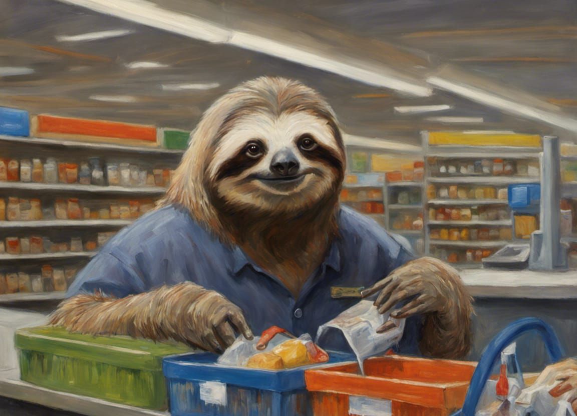 Sloth cashier at walmart