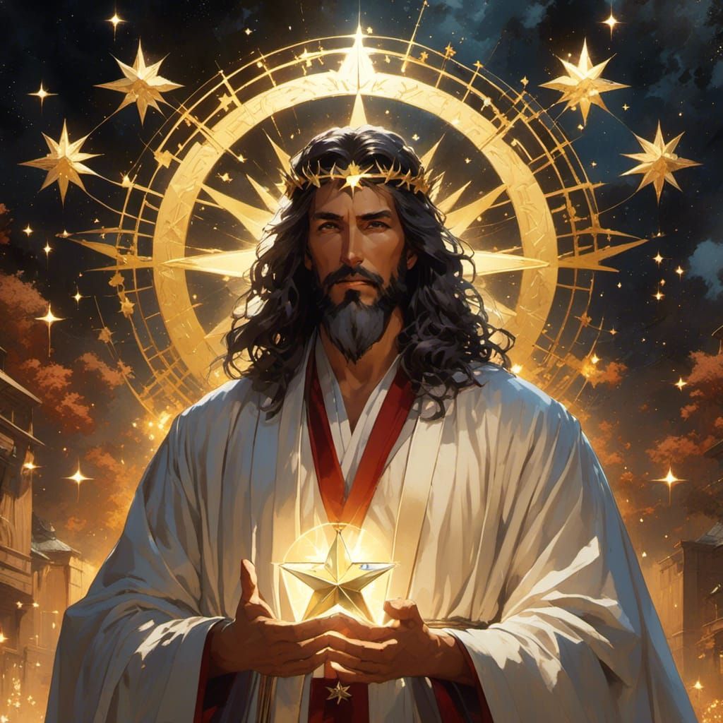 Jesus Christ Holding Seven Stars in Sorcerous Style