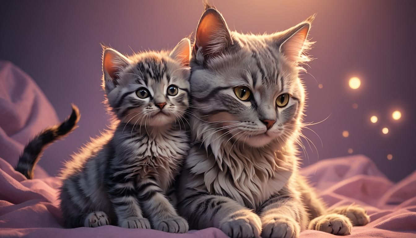 Cat Family: Serene Twilight Concept Art