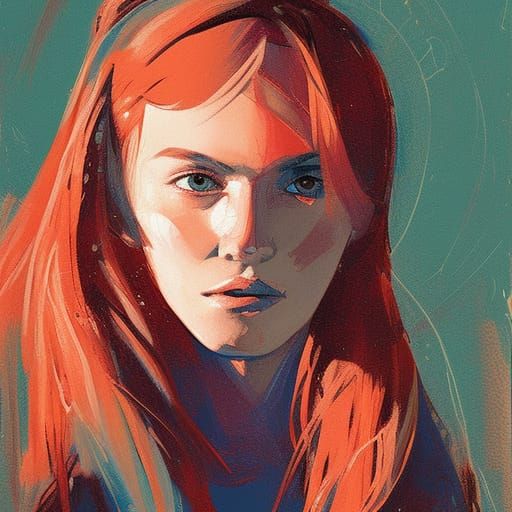 Dynamic Gouache Painting in Art Nouveau Style