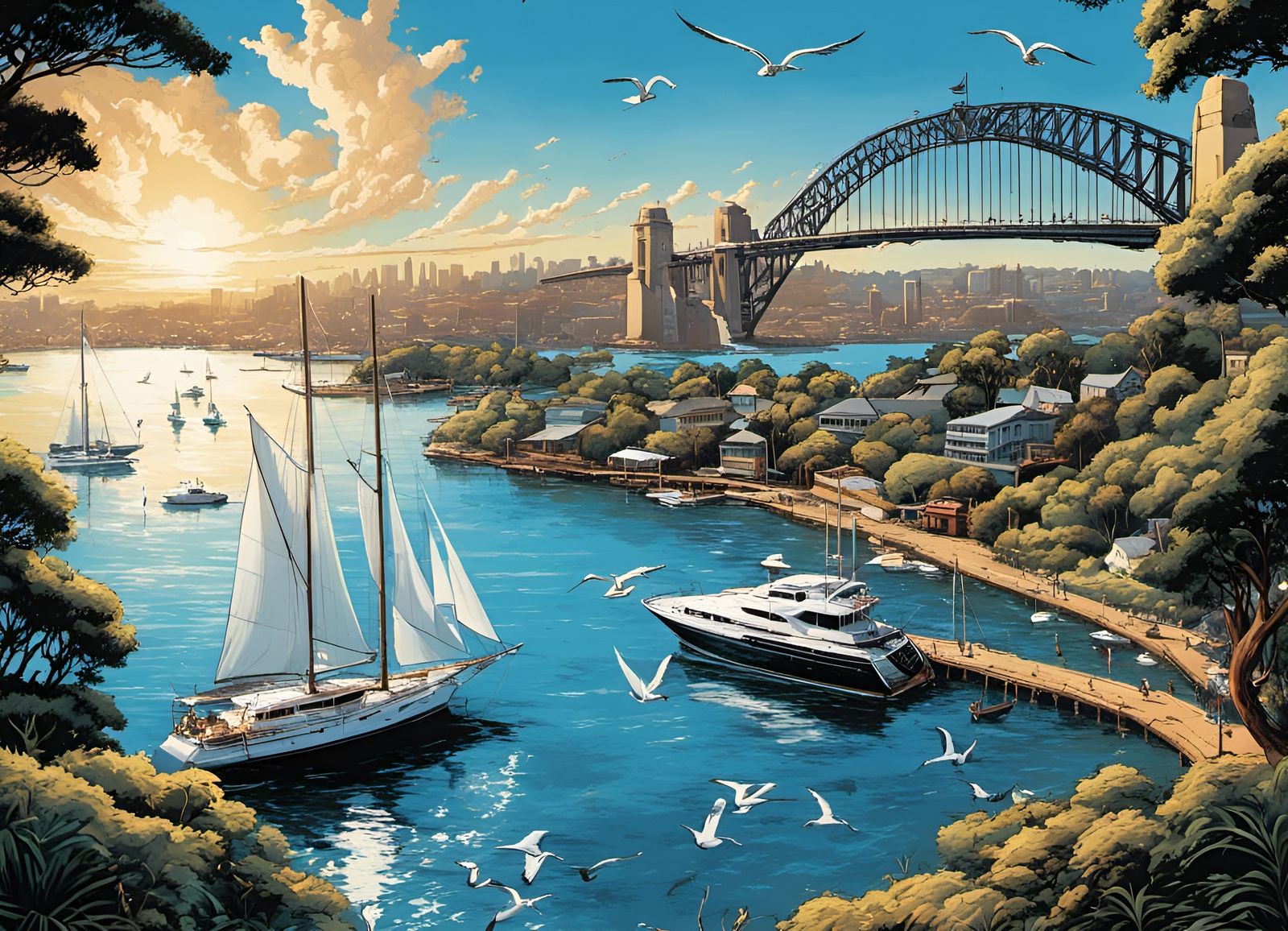 Sydney Harbour Comic Book Art