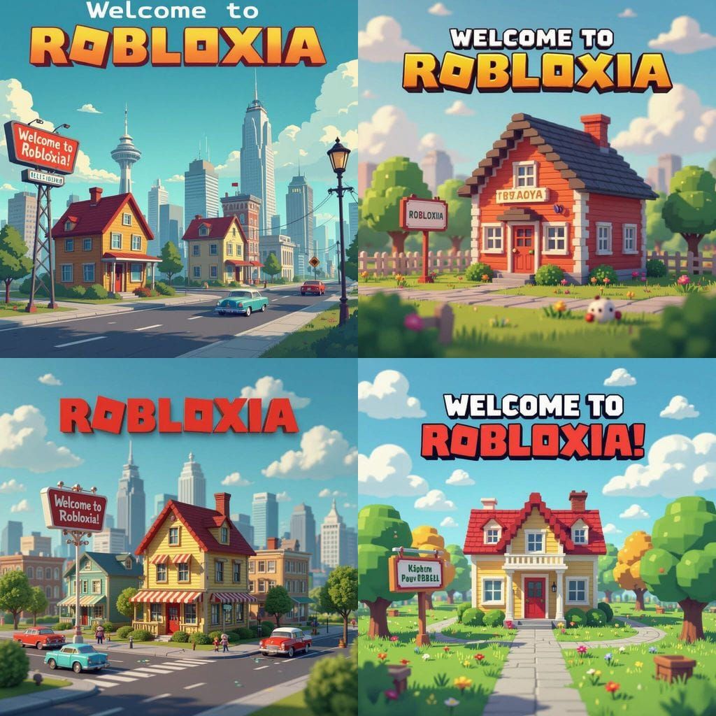 Robloxia Entrance with Happy House and Classic Logo