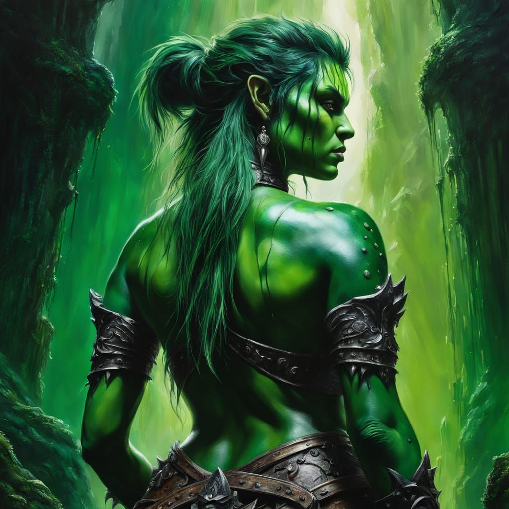 Ogre Nymph: Hyper-Realistic Oil Painting