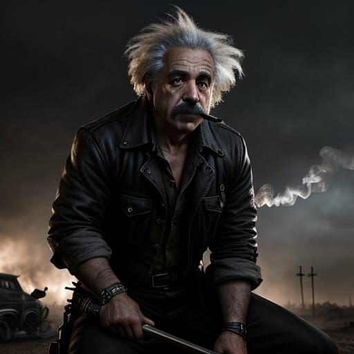 Albert Einstein, as the movie "Mad Max"