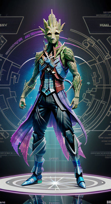 Glowing Cybernetic Groot Interface