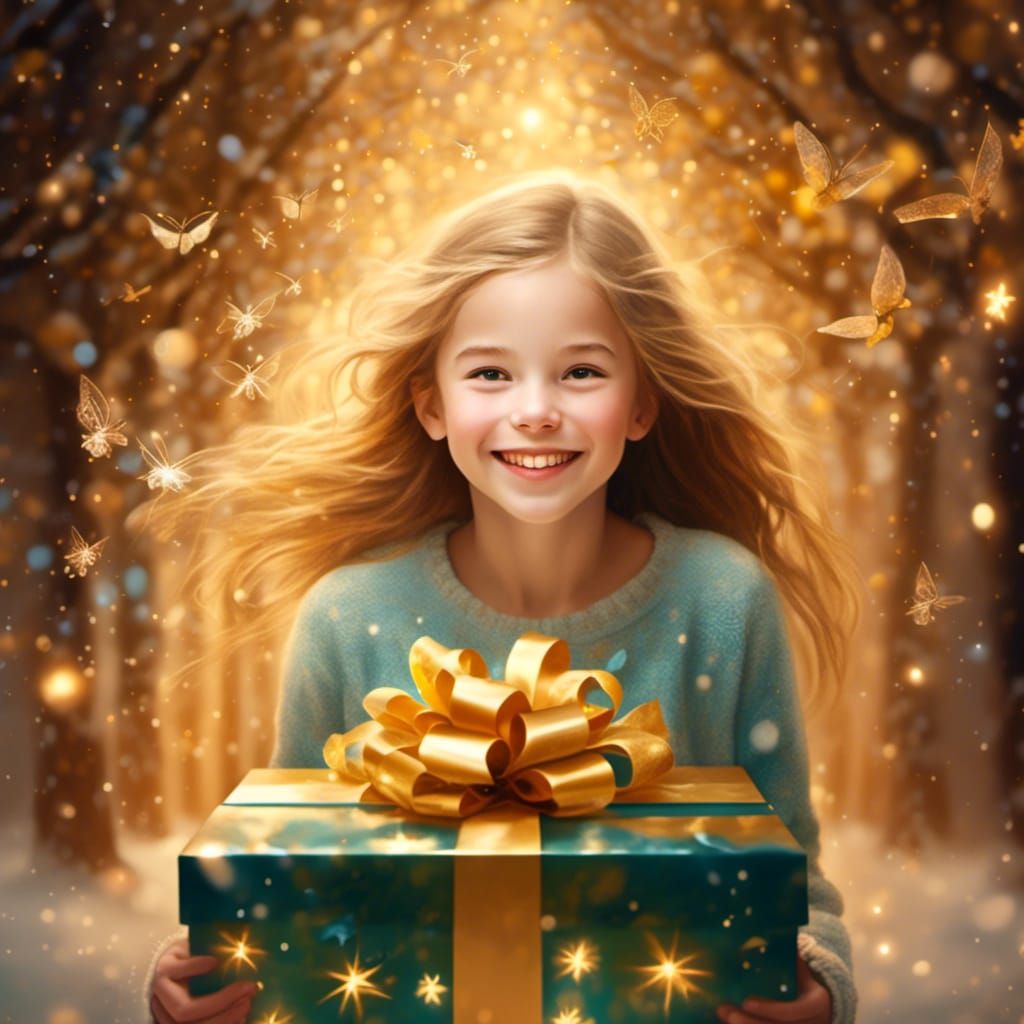 Enchanted Christmas: Girl and Fairies in Matte Painting