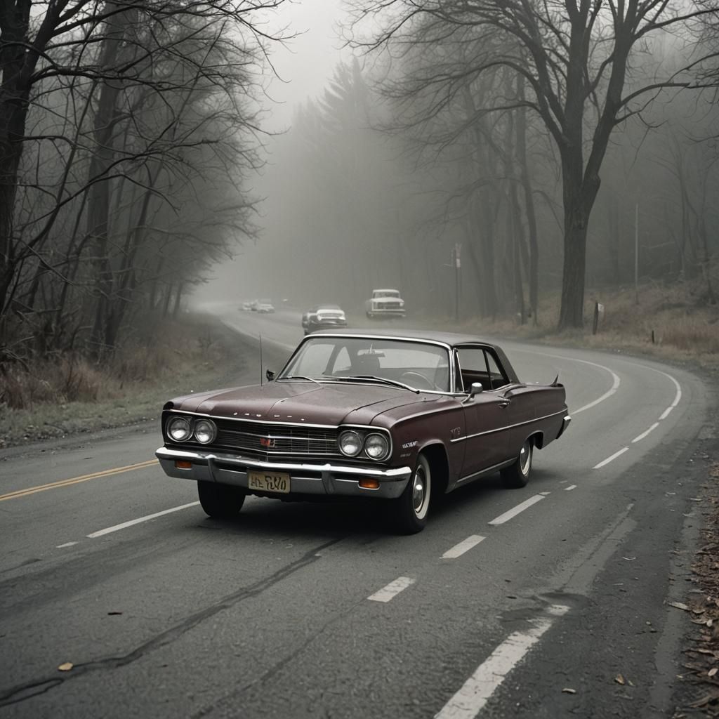 Menacing Car in Analog Horror Style