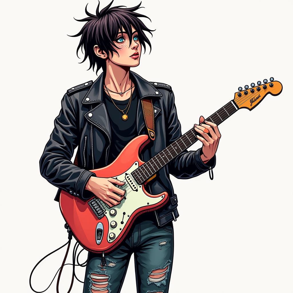 Yungblud Line Art Illustration in Comic Book Style