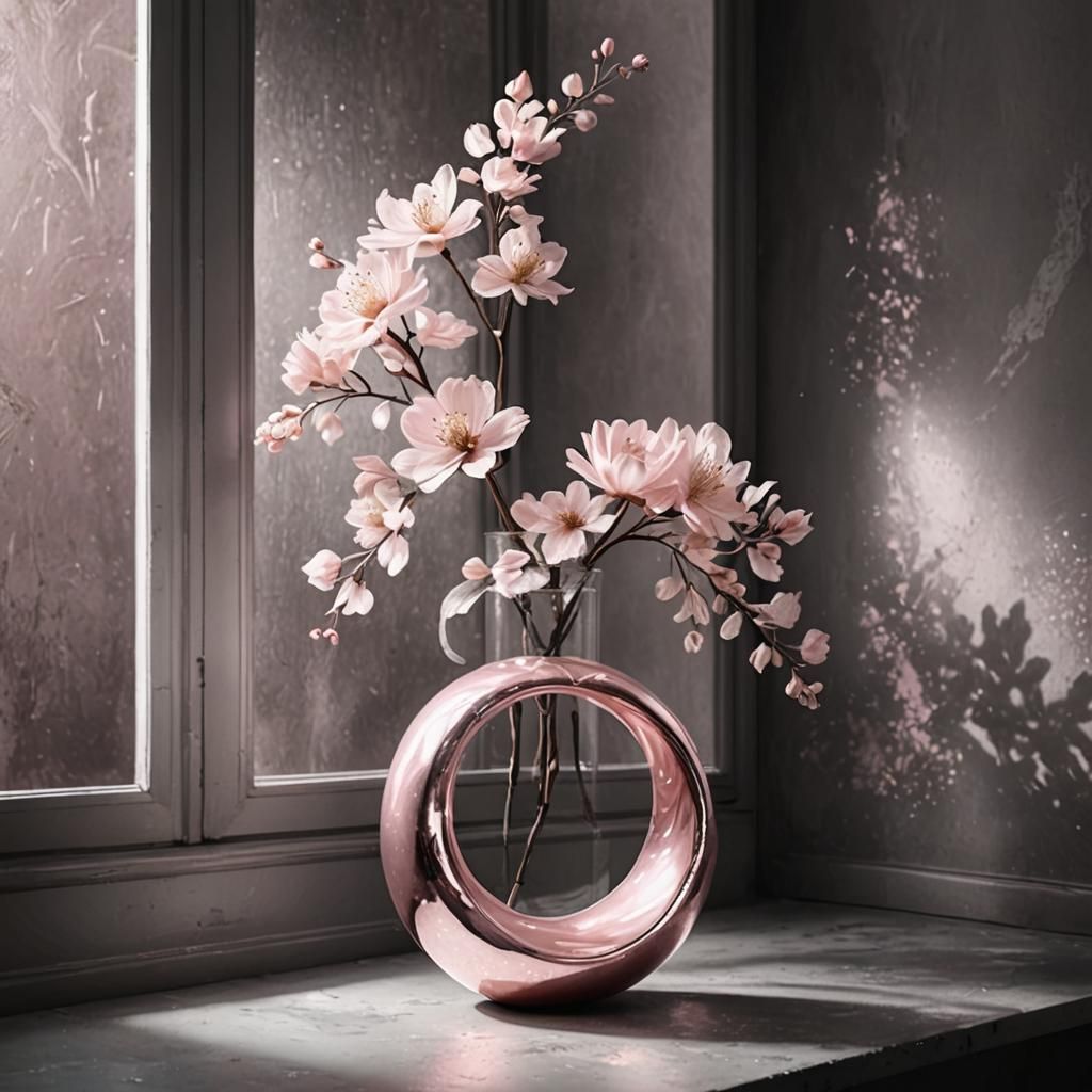 Light Pink Flowers with Metallic Effect