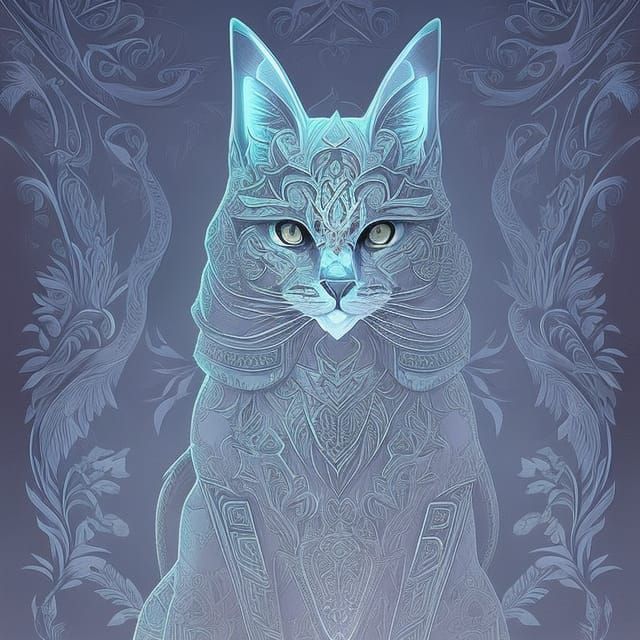 Ethereal Ghost Cat Concept Art in Art Deco Style