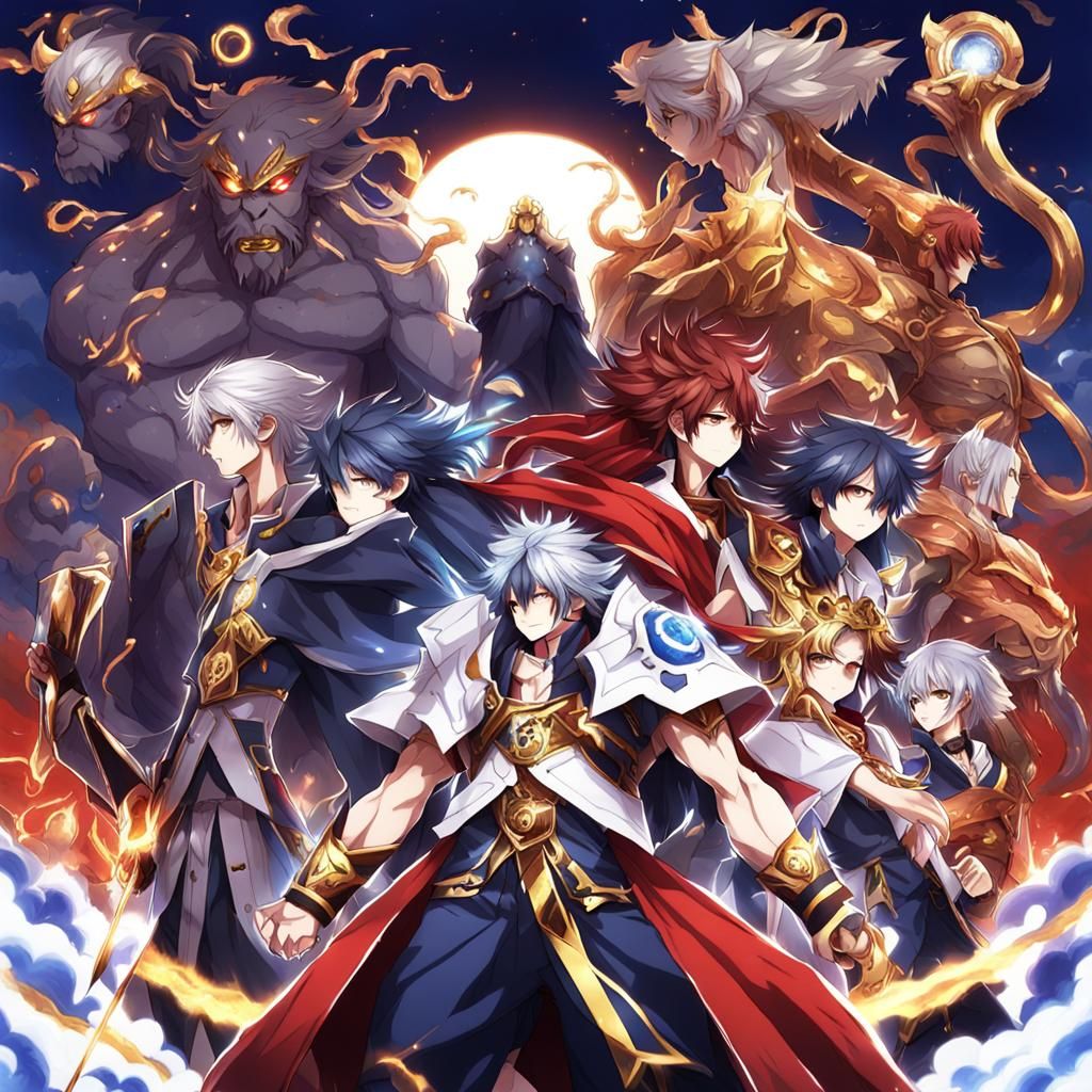 Zeus and Demons in Anime Style