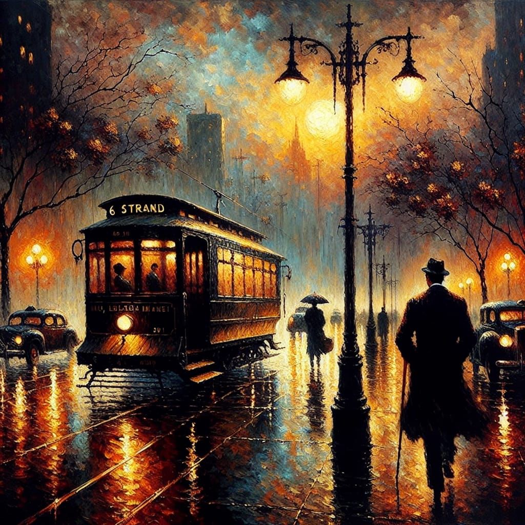 A romantic and melancholic impressionist-realist image of an...