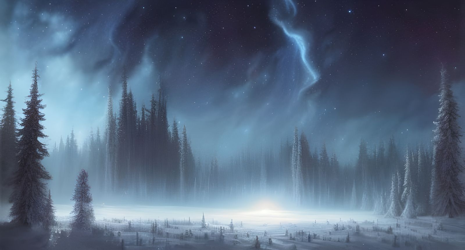 Detailed Night Sky Over Winter Forest in Unreal Engine