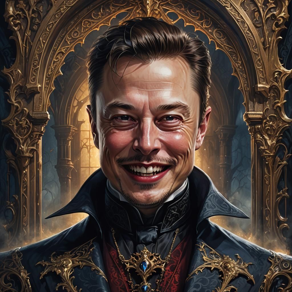 Elon Musk as Vampire in Gothic Portrait