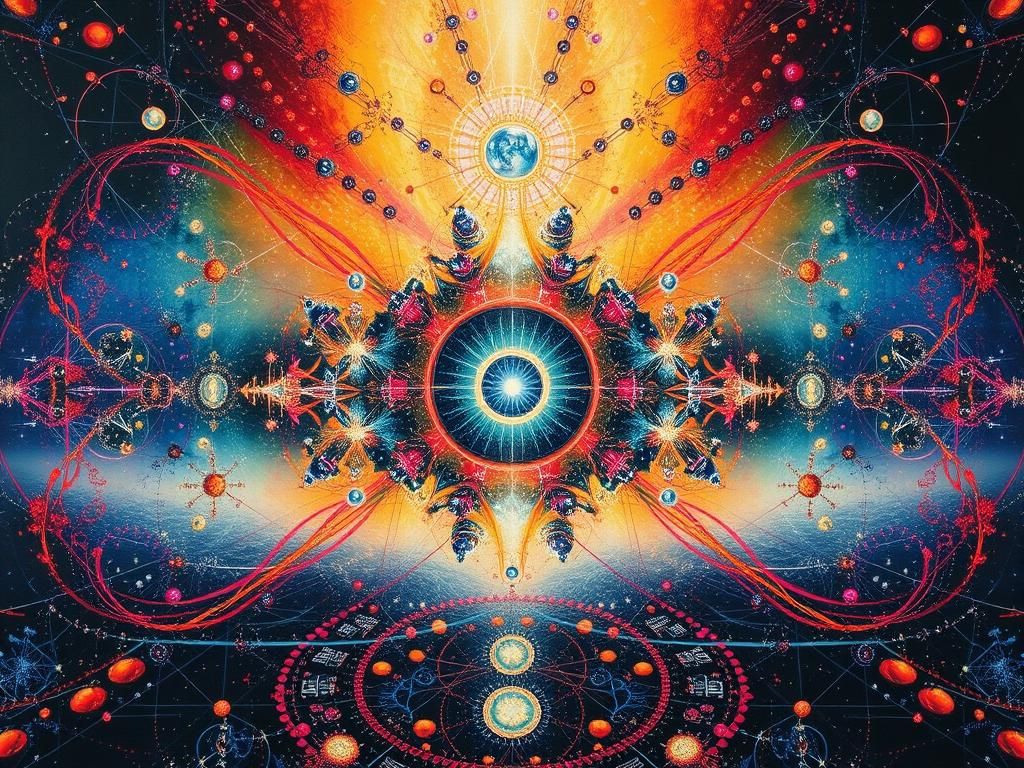 Vivid Mixed Media Quantum Equilibrium Artwork