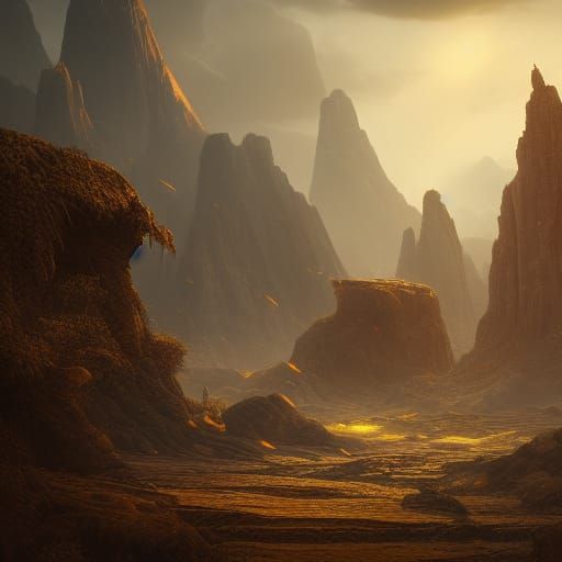 Fantastical Deserted Landscape in Detailed Matte Painting