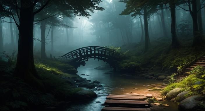 Enchanted Forest: Tiny Bridge in Hyper-Realistic Fantasy Art