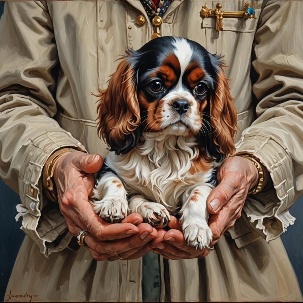 Toy King Charles Spaniel: Oil Painting