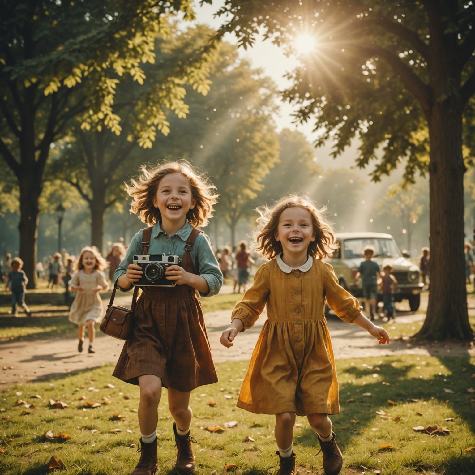 Children's Joy: Nostalgic Polaroid Photo