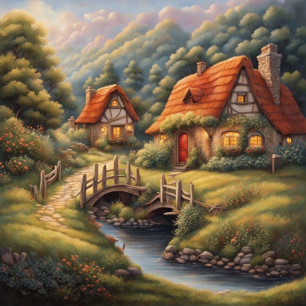 Cozy Hobbit Village in Biedermeier Style