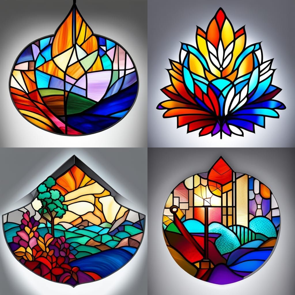 Luminous Art Deco Stained Glass Window