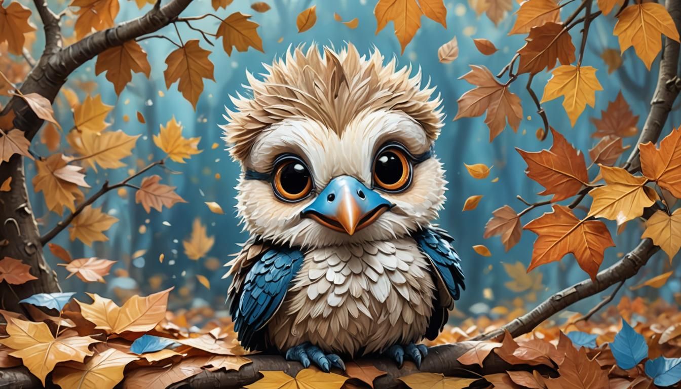 Adorable Fluffy Kookaburra in Pixar Cartoon Style