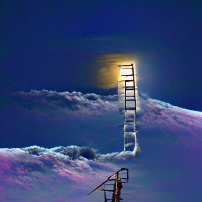 Ladder to the Moon: A Surreal Ascent