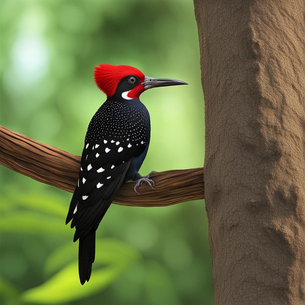 Guinea Woodpecker in West African Forest Habitat
