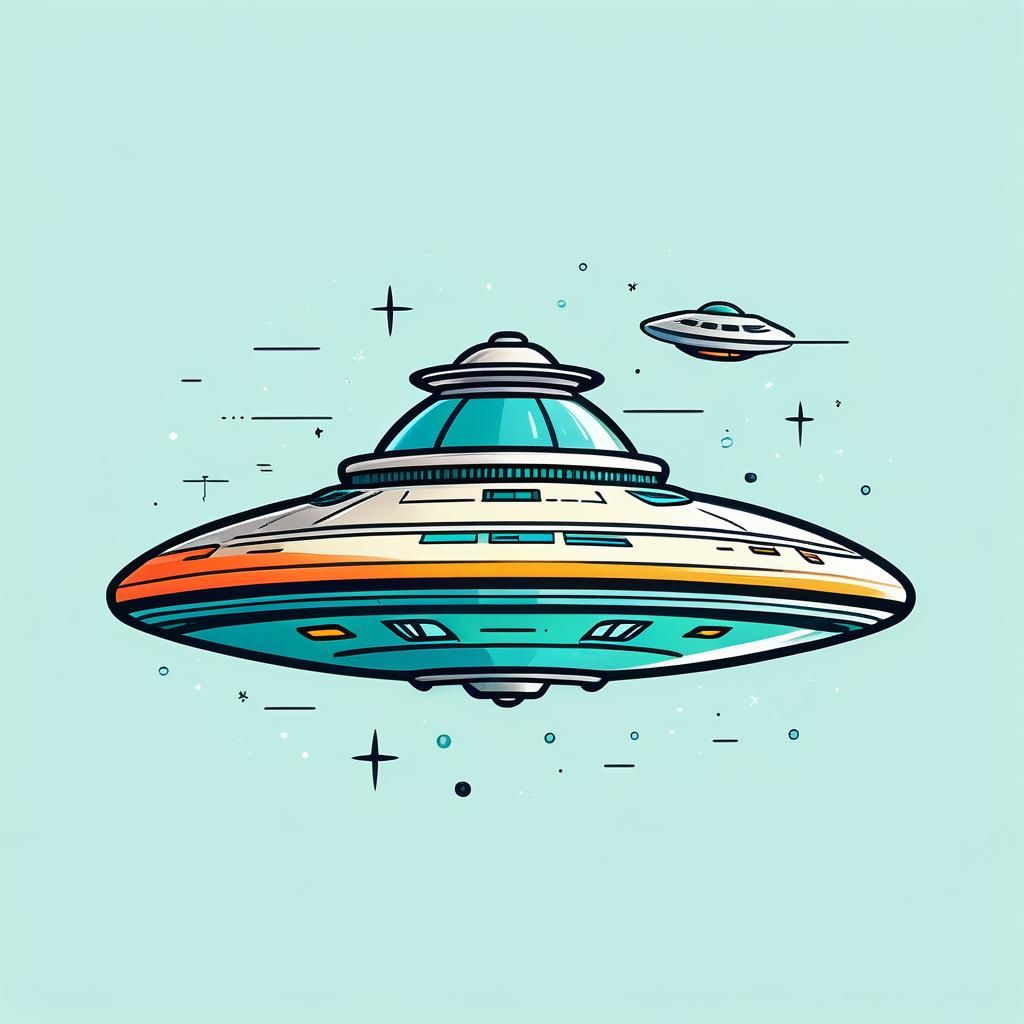 Classic UFO Flying Saucer Clip Art Illustration