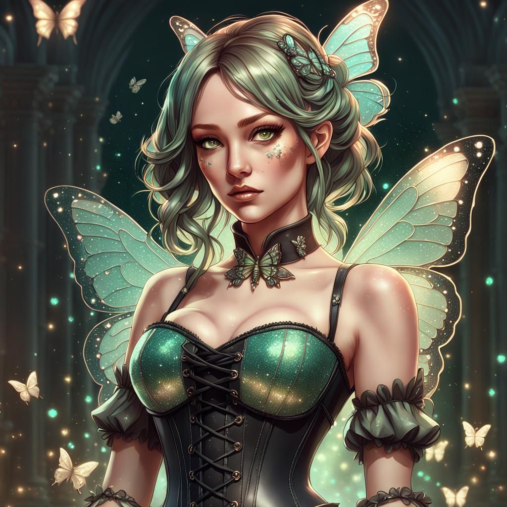 Girl with Glitter Hair, Hyperdetailed Portrait