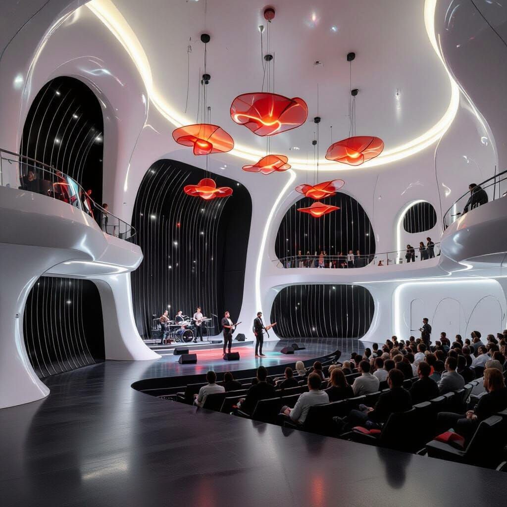 Futuristic Auditorium with Organic Design Elements