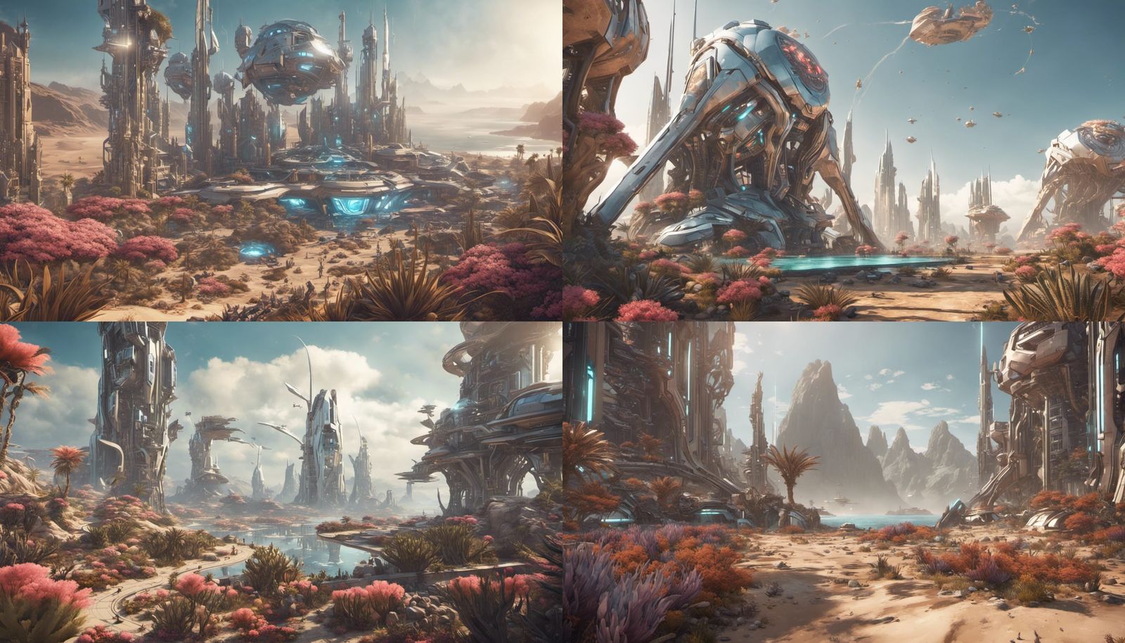 Futuristic Desert City with Ocean, Sci-Fi 8K