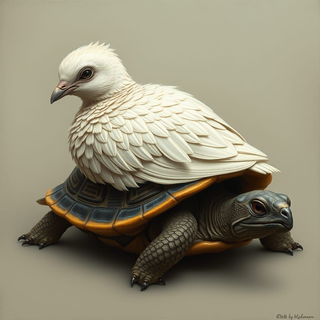Elegant Dove and Turtle Hybrid Creature