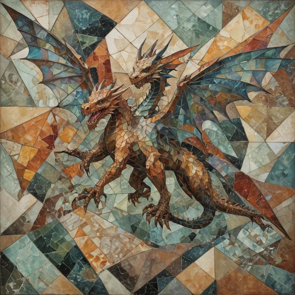 Cubism-style dragon