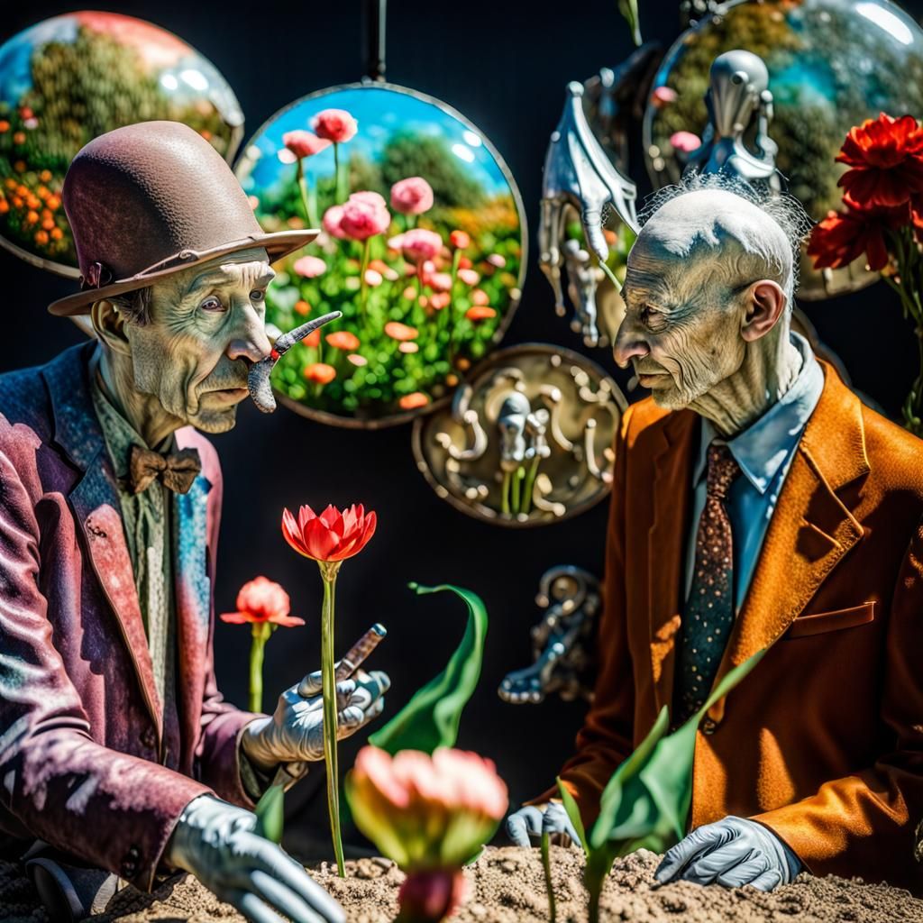 Surreal Garden of Delights in Bright Comic Style