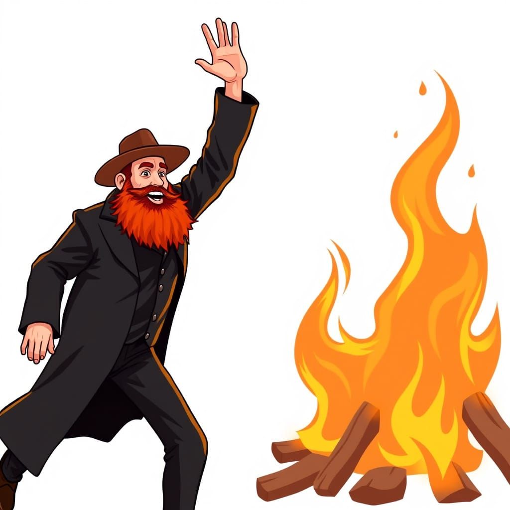 Dancing Hasidic Jew Celebrates Lag Ba'Omer with Vibrant Oran...